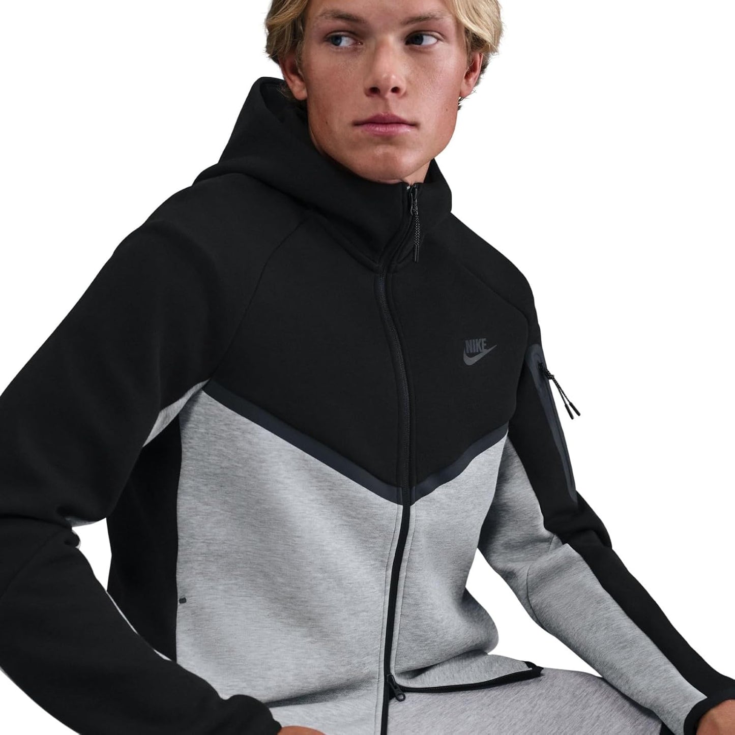 Tech Men'S Full-Zip Windrunner Hoodie (HV0949-011, Black/Dark Grey Heather/Black)