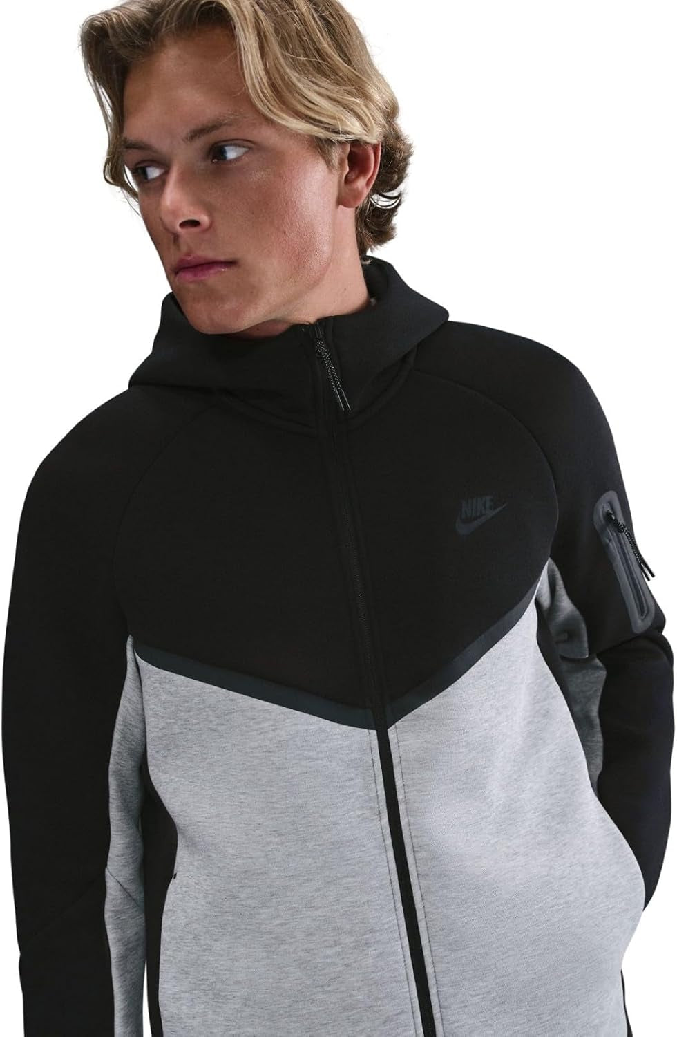Tech Men'S Full-Zip Windrunner Hoodie (HV0949-011, Black/Dark Grey Heather/Black)
