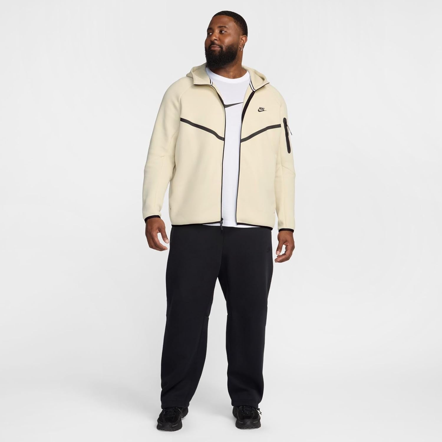 Tech Men'S Full-Zip Windrunner Hoodie (HV0949-234, Light Khaki/Black)