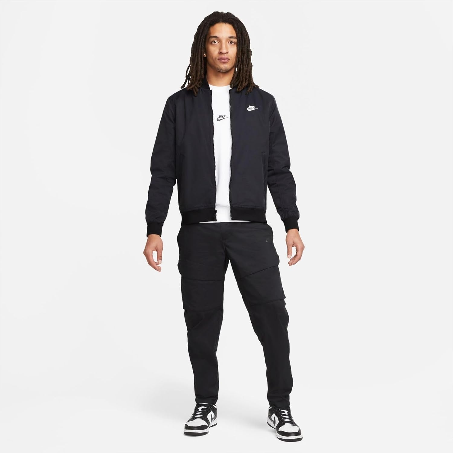 Sportswear Sport Essentials Men'S Woven Unlined Bomber Jacket (As1, Alpha, M, Regular, Regular, Black/White)