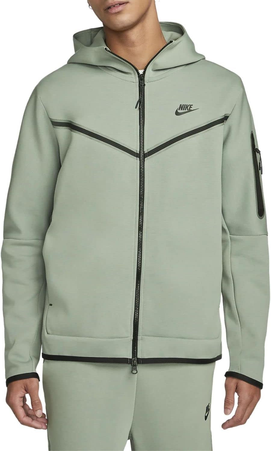 Men'S Sportswear Mica Green/Black Tech Fleece Full-Zip Hoodie (CU4489 330) - L